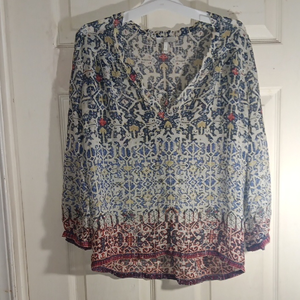 Joie Multicolor Patterned V-Neck Blouse